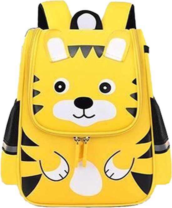 Ruime en comfortabele kinderrugtas voor basisschool met reflecterende strepen - backpack (big) - Geel Tijger