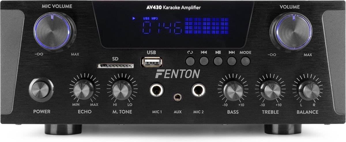 Amplificateur karaoké avec Bluetooth - Fenton AV430B - 600W - 2 entrées  micro avec