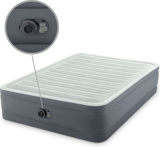 Intex Luchtbed - 2-Persoons - 152 x 203 x 46 cm - Grijs - Inclusief pomp - Hoeslaken - Kussen - Kussenbeschermer en Reparatieset van Intex — afbeelding 2