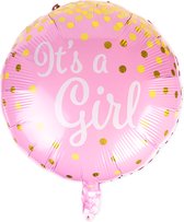 Folieballon | Its a girl | roze | ca. 30 cm hoog | Babyshower | geschikt voor helium vulling
