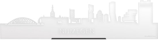 Standing Skyline Nijmegen Wit Glanzend - 60 cm - Woondecoratie design - Decoratie om neer te zetten en om op te hangen - Meer steden beschikbaar - Cadeau voor hem - Cadeau voor haar - Jubileum - Verjaardag - Housewarming - Interieur - WoodWideCities