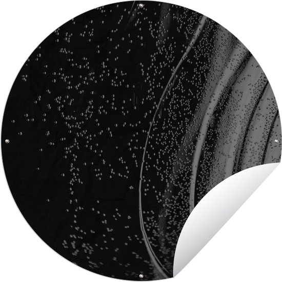 Tuincirkel Close-up abstracte bierfles - zwart wit - Ronde Tuinposter - Buiten