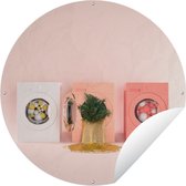 Tuincirkel Minimal art van drie wasmachines - 60x60 cm - Ronde Tuinposter - Buiten