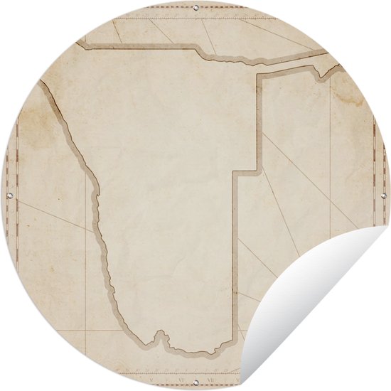 Tuincirkel Illustratie van de contouren van Namibië op een oude kaart - 120x120 cm - Ronde Tuinposter - Buiten XXL / Groot formaat!