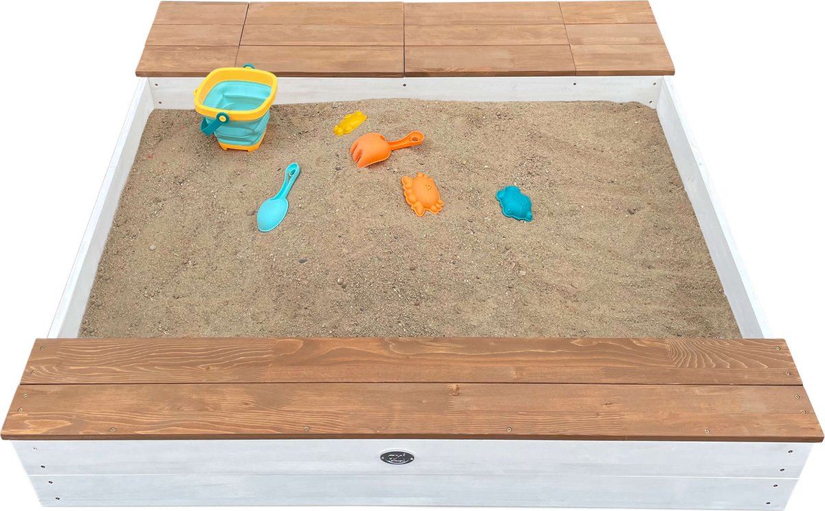 AXI Evy Zandbak met waterbakken en opbergruimte Wit/bruin - Inclusief accessoireset — afbeelding 4