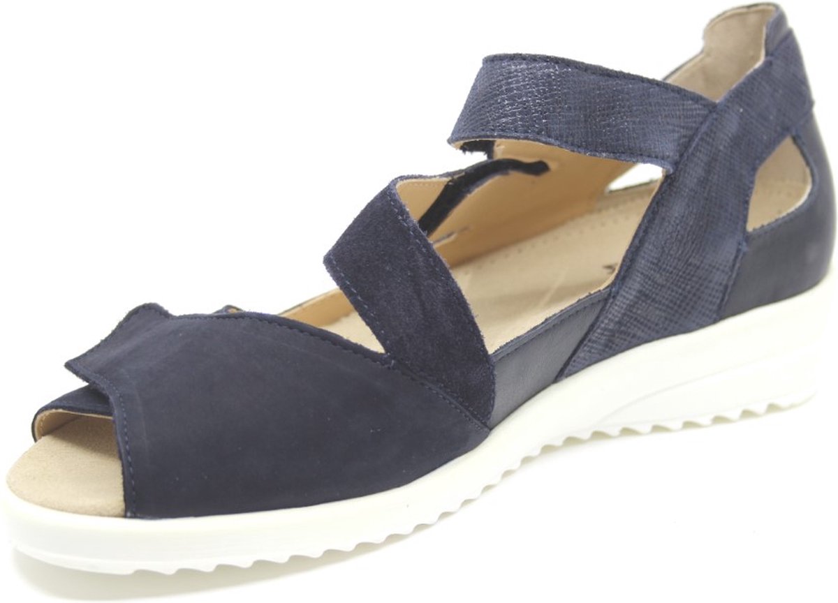 Durea, 7406 234 0218, Blauwe dames sandalen met klittenband sluiting en een dichte hiel
