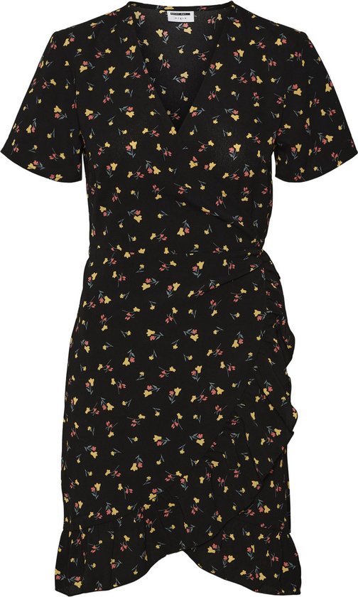 Noisy May 90s mini dress with bow back detail in black velvet
