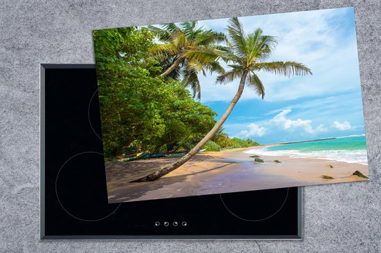 KitchenYeah® Inductie beschermer 77x51 cm - Strand - Zand - Palmboom - Kookplaataccessoires - Afdekplaat voor kookplaat - Inductiebeschermer - Inductiemat - Inductieplaat mat