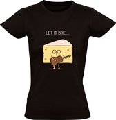 Let it brie Dames T-shirt - muziek - eten - kaas - gitaar - rock - popmuziek - gitarist - grappig