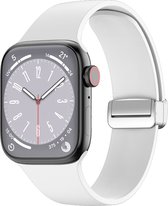 By Qubix Siliconen bandje - Folding Buckle - Wit - Geschikt voor Apple Watch 38mm - 40mm - 41mm - Compatible Apple watch bandje - smartwatch bandje -