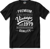 Vintage Legend Sinds 1979 - verjaardag en feest cadeau - Kado tip - T-Shirt - Unisex - Zwart - Maat S