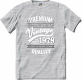 Vintage Legend Sinds 1979 - verjaardag en feest cadeau - Kado tip - T-Shirt - Unisex - Donker Grijs - Gemêleerd - Maat S