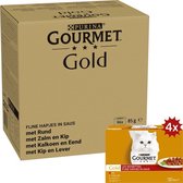 Gourmet Gold Fijne Hapjes in saus - kattenvoer natvoer - Vis/Vlees - 96 x 85 gr