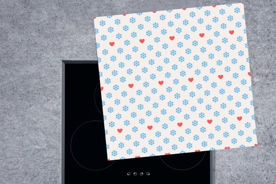 KitchenYeah® Inductie beschermer 78x78 cm - Sneeuwvlok - Hart - Winter - Patronen - Kookplaataccessoires - Afdekplaat voor kookplaat - Inductiebeschermer - Inductiemat - Inductieplaat mat