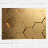 Muursticker - Hexagon Wand in het Goud - 40x30 cm Foto op Muursticker