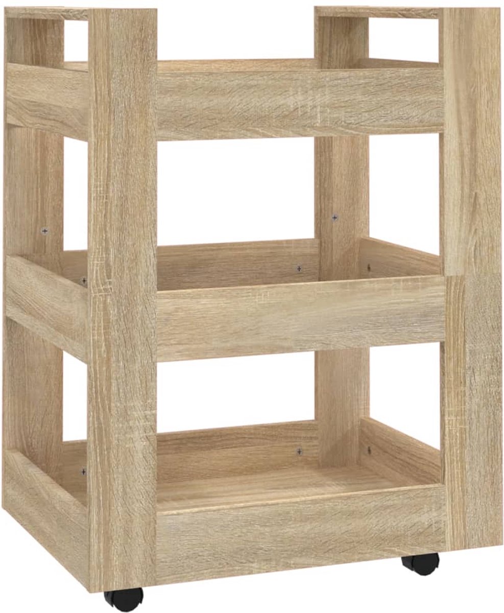 vidaXL - Keukentrolley - 60x45x80 - cm - bewerkt - hout - sonoma - eikenkleurig