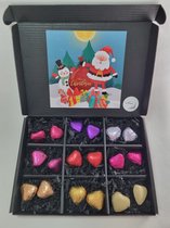 Hartjes Box met Chocolade Hartjes & Mystery Card 'Merry Christmas' met persoonlijke (video) boodschap | Valentijnsdag | Moederdag | Vaderdag | Verjaardag | Chocoladecadeau | liefdevol cadeau