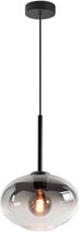 Moderne hanglamp Bellini | 1 lichts | smoke / zwart | glas / metaal | in hoogte verstelbaar tot 130 cm | Ø 25 cm | eetkamer / woonkamer lamp | modern / sfeervol design