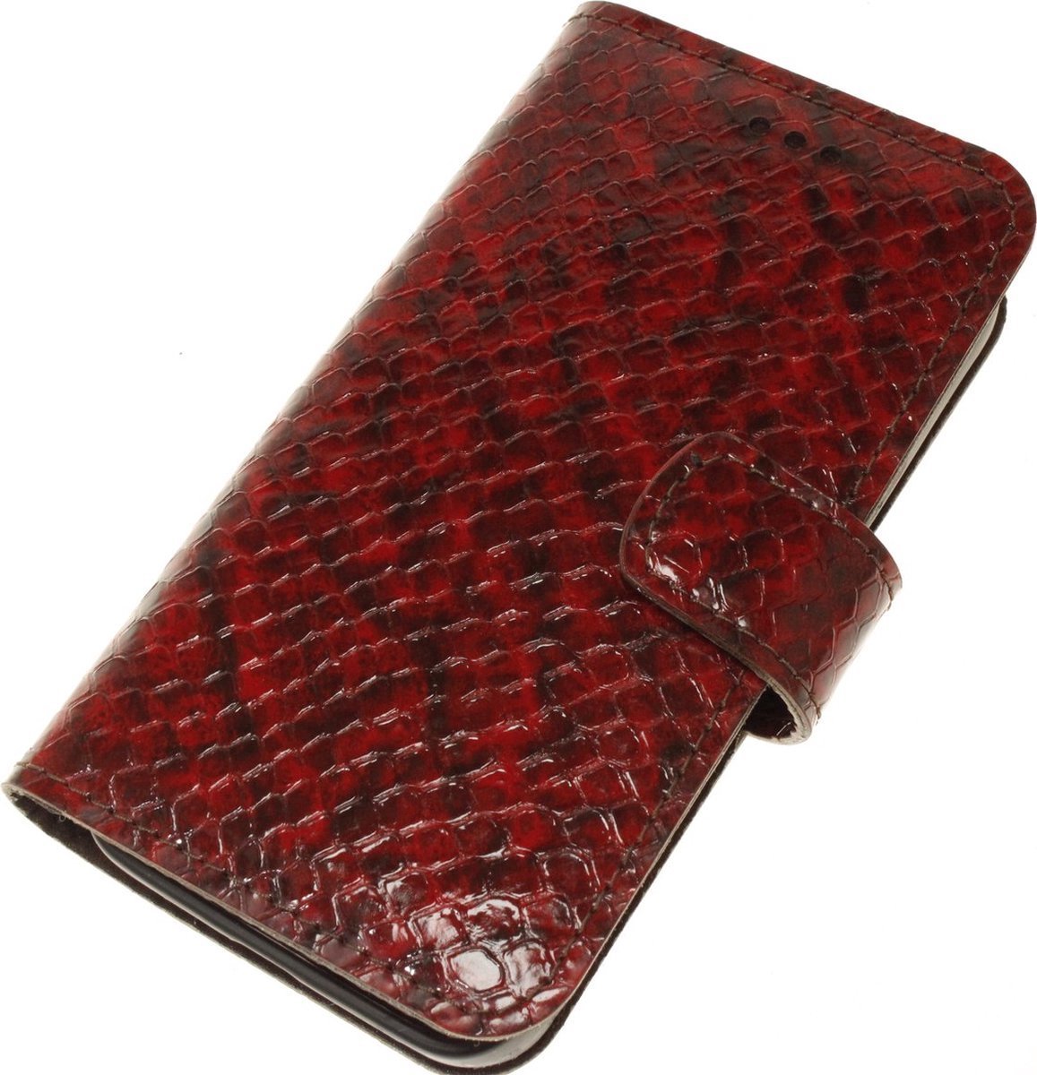 Made-NL Handgemaakte ( Samsung Galaxy S23 Ultra ) book case Rood/Zwart reptielen print