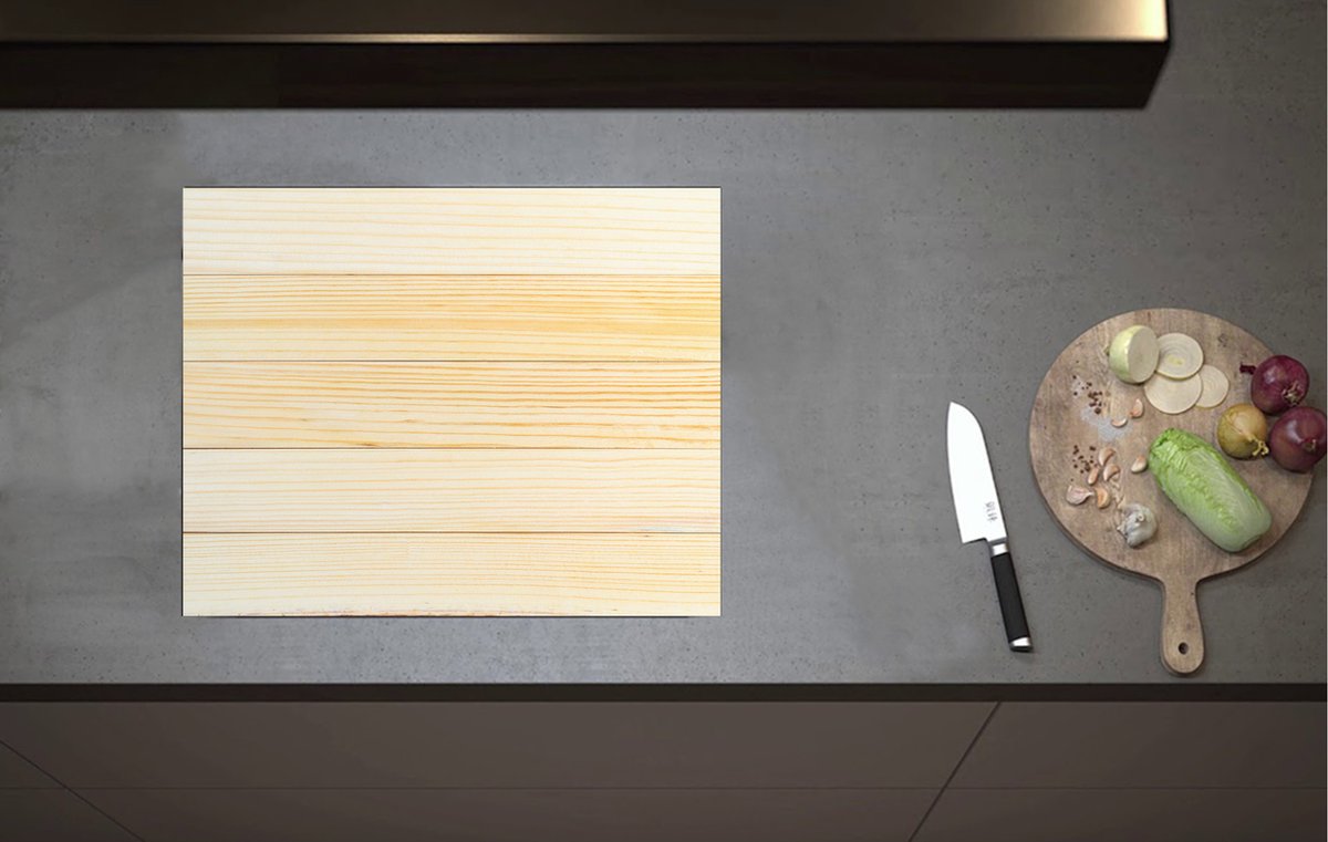 Inductieplaat Beschermer - Muur van Hout - 60x52 cm - 2 mm Dik - Inductie Beschermer van Vinyl