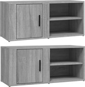 vidaXL - Tv-meubels - 2 - st - 80x31,5x36 - cm - bewerkt - hout - grijs - sonoma - eiken