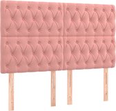 Tête de lit vidaXL - Têtes de lit - Tête de lit - Tête de lit en bois - Têtes de lit 4 pièces 72x7x78/88 cm Velours Rose