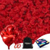 Fissaly® 2000 Stuks Rode Rozenblaadjes met Hartjes Ballonnen – Romantische Liefde Versiering – Moederdag Liefdes Cadeau Decoratie – Valentijn - Love - Rood - Hem & Haar Cadeautje