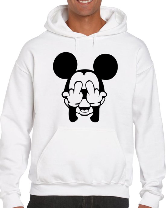 Sweat à capuche homme MICKEY MOUSE FUCK YOU - Wit - Taille 3XL - Manches  longues -... | bol.com