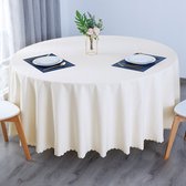 Nappe ronde en tissu imperméable et antitache - 160 cm - Nappe décorative au design uni - Polyester, PVC et coton - Champagne