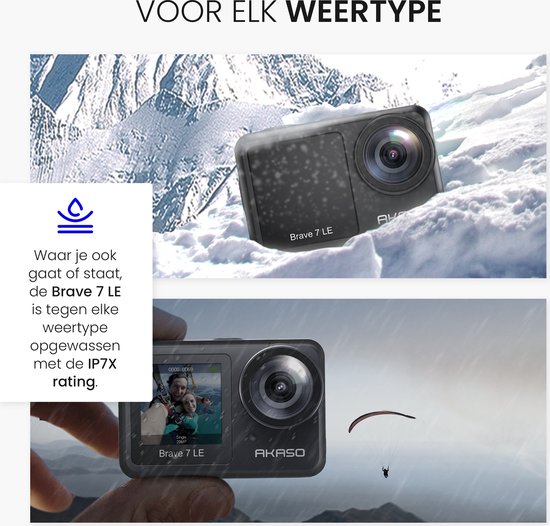 Caméra Sport 4K Brave 7 30fps - IPX 8 - Etanche 2 Ecrans Tactile 20MP - AKASO FR