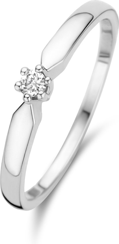 Isabel Bernard De la Paix Emily 14 karaat witgouden ring | diamant 0.05 ct | - Witgoudkleurig
