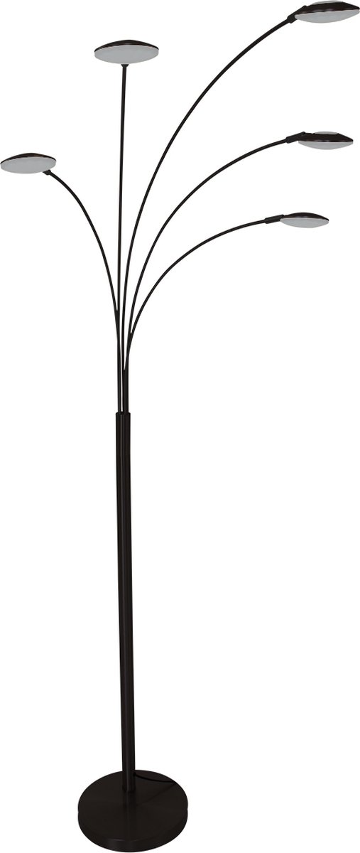 Vloerlamp Synna | 1 lichts | zwart | glas / metaal | ⌀ 30 cm | 189 cm hoog | staande lamp / woonkamer lamp | modern / sfeervol design