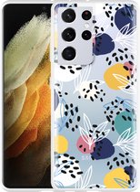Hoesje Geschikt voor Samsung Galaxy S21 Ultra Abstract Flowers