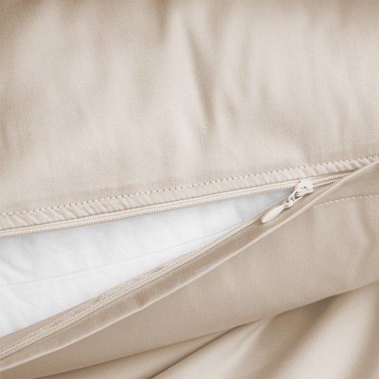 Nordic Paradise - Housse de couette en satin de Katoen de Luxe 140x200 cm + 2 taies d'oreiller 60x70 cm avec fermeture éclair fine - Beige