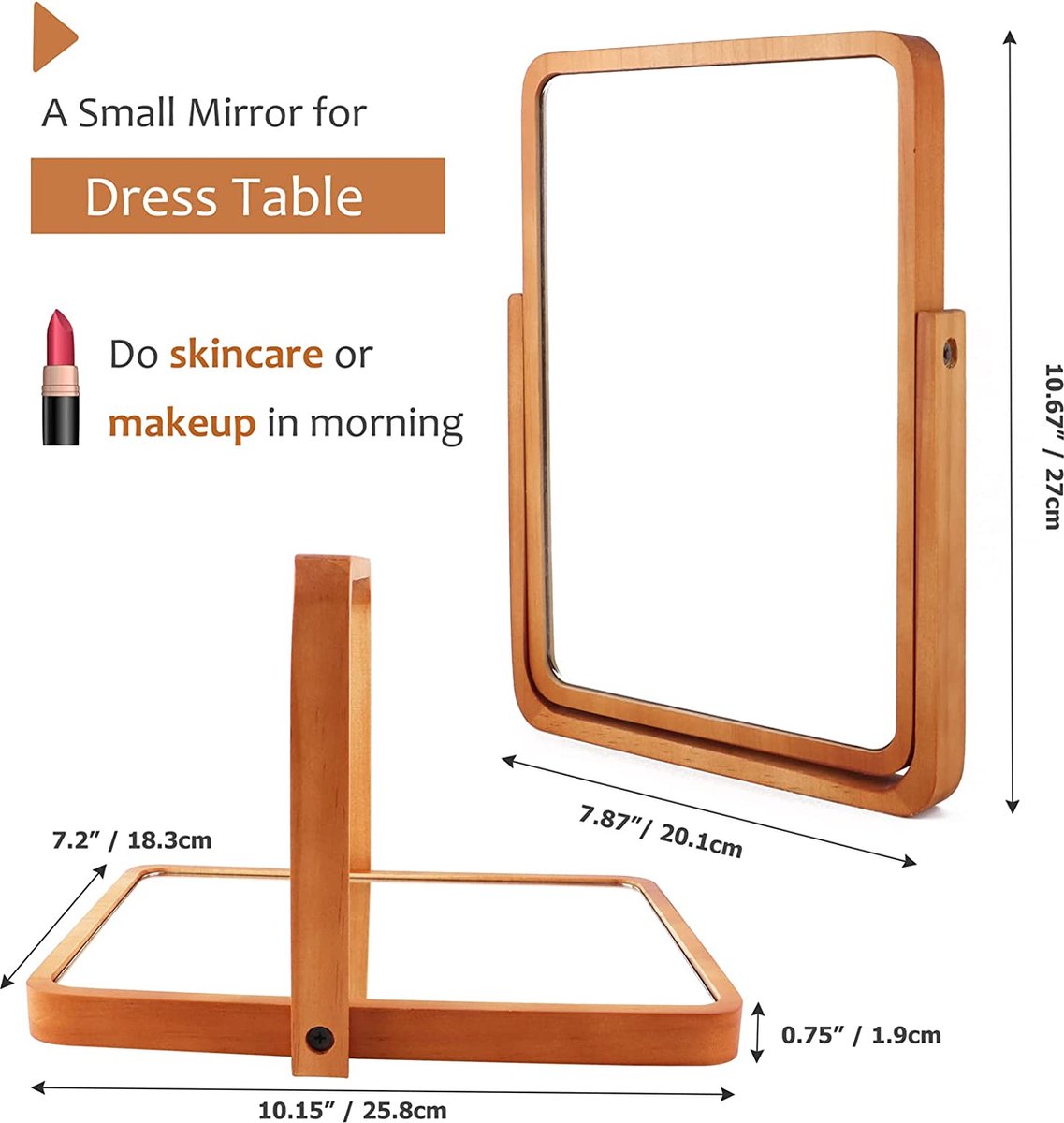 Kaptafel Met Spiegel, Make-up Ijdelheidstafel Met Laden, Houten Make Up Tafel Kruk Set for Vrouwen, Multifunctioneel Make-uptafel Bureau for Kleine Appartementen (Color : Natural A, Size : 70cm/27.6