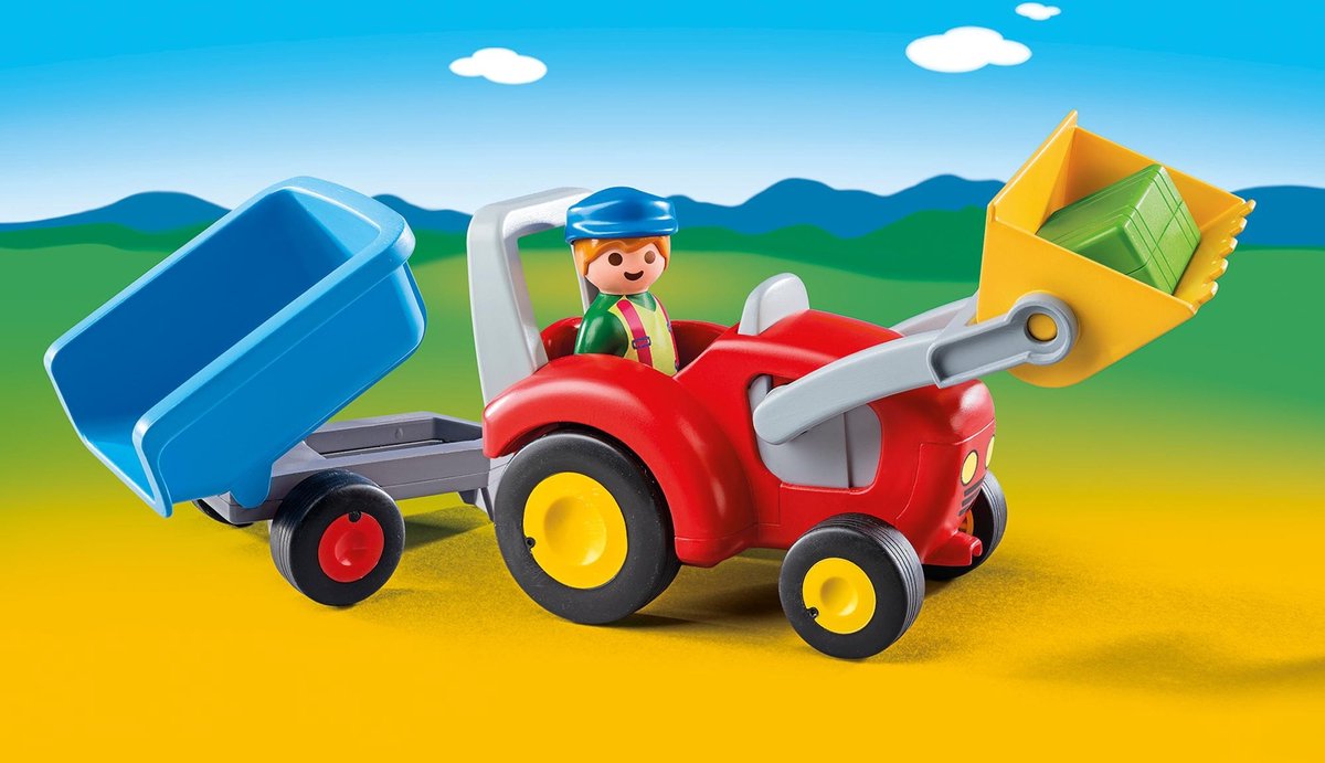 PLAYMOBIL 1.2.3 Boer met tractor en aanhangwagen - 6964 — afbeelding 11