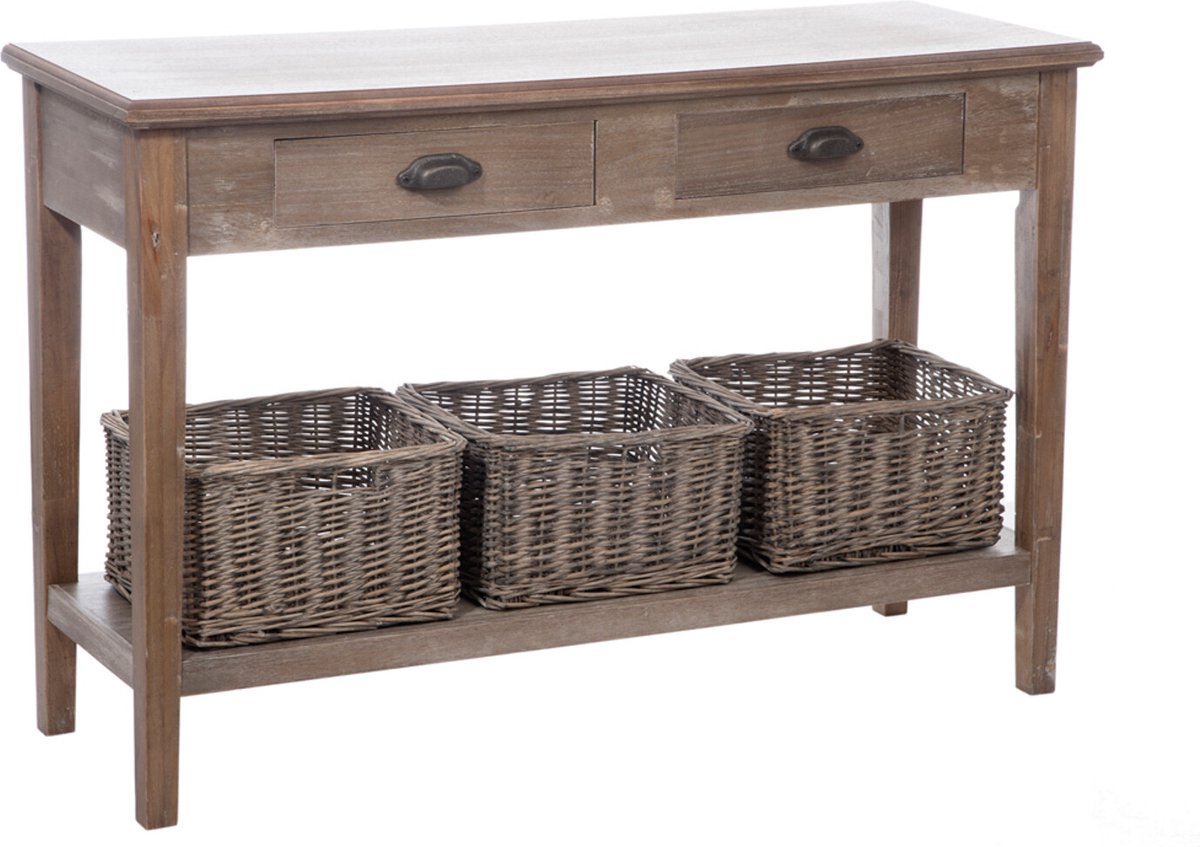 J-Line Console - 2 Lades en 3 Manden - Hout - Grijs