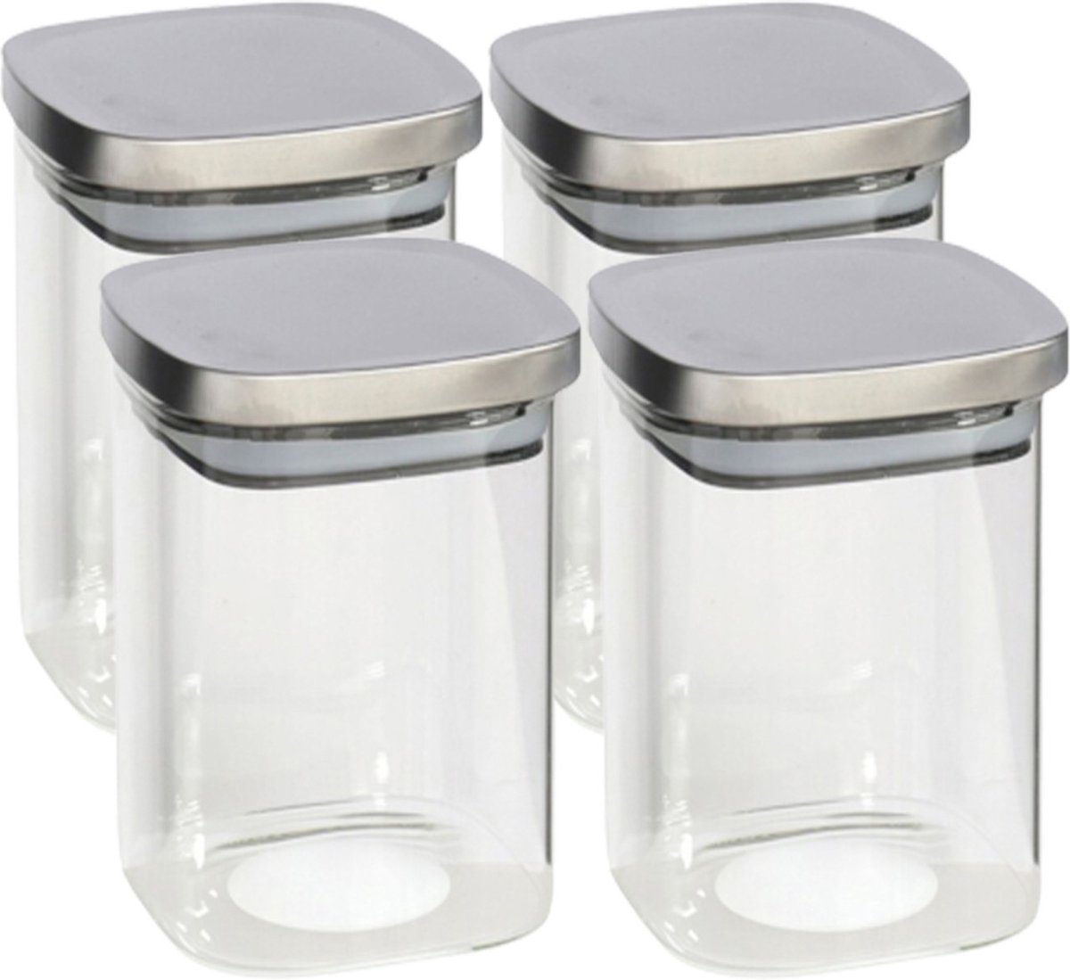 Gerim - Voedsel/etenswaren 4x voorraadpotten 1400ml glas en RVS deksel