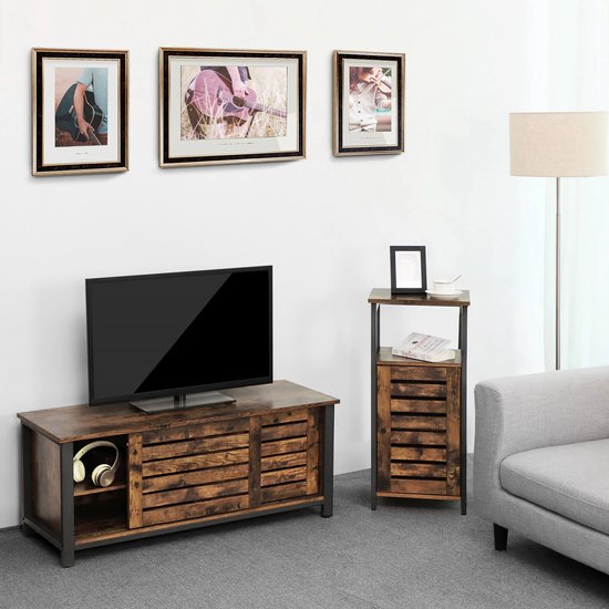 TV-tafel - TV-meubel - Met schuifdeuren -110 x 40 x 45 cm - Donkerbruin |  bol.com