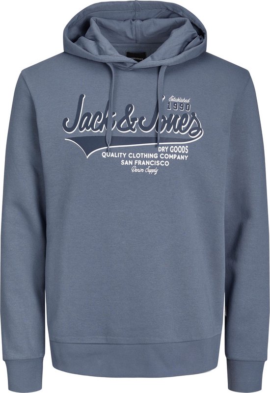 JACK & JONES Logo sweat hood slim fit - heren hoodie katoenmengsel met capuchon - bruin - Maat: L