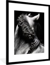 Fotolijst incl. Poster - Paard - Vlechten - Zwart - wit - 60x80 cm - Posterlijst