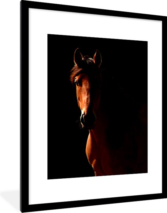 Fotolijst incl. Poster - Paard - Licht - Portret - 60x80 cm - Posterlijst