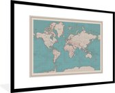 Fotolijst incl. Poster - Wereldkaart - Vintage - Atlas - Kinderen - Jongens - Meisjes - 90x60 cm - Posterlijst
