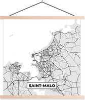 Porte-affiche avec affiche - Affiche scolaire - France - Carte - Carte - Saint-Malo - Plan de la ville - 60x60 cm - lattes vierges