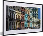 Fotolijst incl. Poster - Kleurrijke Cubaanse gebouwen in de stad van Havana - 60x40 cm - Posterlijst