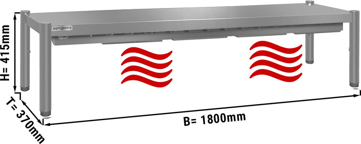 Warmtebrug ECO 1,8 m - met 1 etages - hoogte: 0,4 m | GGM Gastro