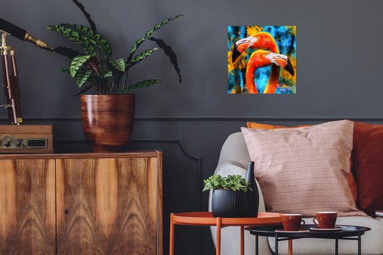 Tableau poster - Peinture à l'huile - Flamingo - 30x30 cm