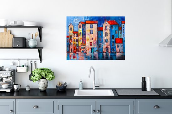 Poster Tableau - Peinture à l'huile - Maison - Water - 80x60 cm