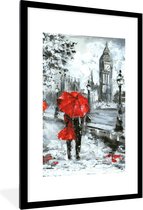 Cadre photo avec affiche - Peinture - Parapluie - Peinture à l'huile - 80x120 cm - Cadre pour affiche