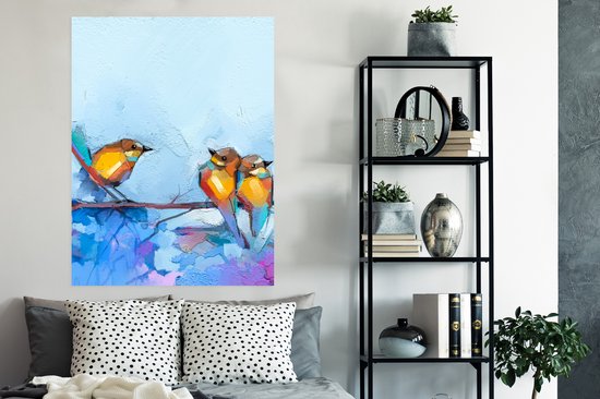 Poster Tableau - Peinture à l'huile - Vogel - Branche - 90x120 cm